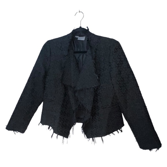 Vero Moda Open Front Textured Fringe Blazer Black Great Condition Size 40 Large - Picture 5 of 7